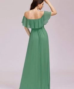 Ever-Pretty US Off The Shoulder Ruffle Bodice Long Flowy Chiffon Bridesmaid Dress
