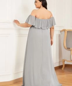 Ever-Pretty US Summer Dresses 2022 Plus Size Off The Shoulder Formal Bridesmaid Dress With Thigh Split