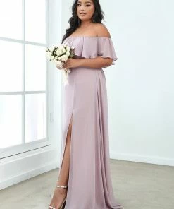 Ever-Pretty US Summer Dresses 2022 Plus Size Off The Shoulder Formal Bridesmaid Dress With Thigh Split