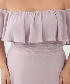 Ever-Pretty US Off The Shoulder Ruffle Bodice Long Flowy Chiffon Bridesmaid Dress