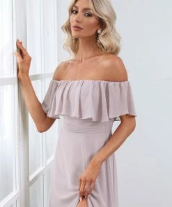 Ever-Pretty US Off The Shoulder Ruffle Bodice Long Flowy Chiffon Bridesmaid Dress