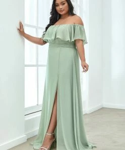 Ever-Pretty US Plus Size Sexy Side Split Long Chiffon Formal Dresses Summer Dresses 2022