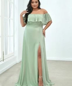 Ever-Pretty US Plus Size Sexy Side Split Long Chiffon Formal Dresses Summer Dresses 2022