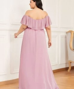 Ever-Pretty US Off The Shoulder Ruffle Bodice Long Flowy Chiffon Bridesmaid Dress