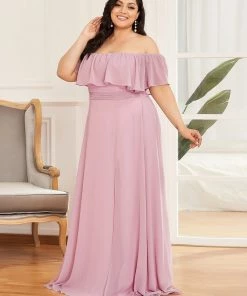 Ever-Pretty US Plus Size Sexy Side Split Long Chiffon Formal Dresses Summer Dresses 2022
