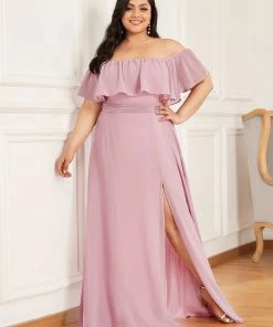 Ever-Pretty US Plus Size Sexy Side Split Long Chiffon Formal Dresses Summer Dresses 2022