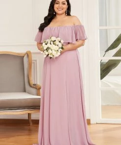Ever-Pretty US Plus Size Sexy Side Split Long Chiffon Formal Dresses Summer Dresses 2022