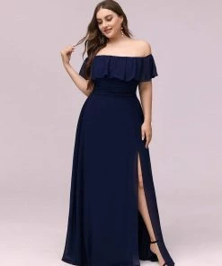 Ever-Pretty US Plus Size Sexy Side Split Long Chiffon Formal Dresses Summer Dresses 2022