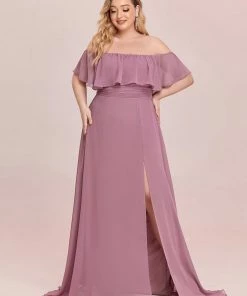 Ever-Pretty US Plus Size Sexy Side Split Long Chiffon Formal Dresses Summer Dresses 2022
