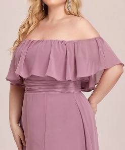 Ever-Pretty US Plus Size Sexy Side Split Long Chiffon Formal Dresses Summer Dresses 2022