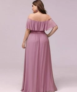 Ever-Pretty US Summer Dresses 2022 Plus Size Off The Shoulder Formal Bridesmaid Dress With Thigh Split