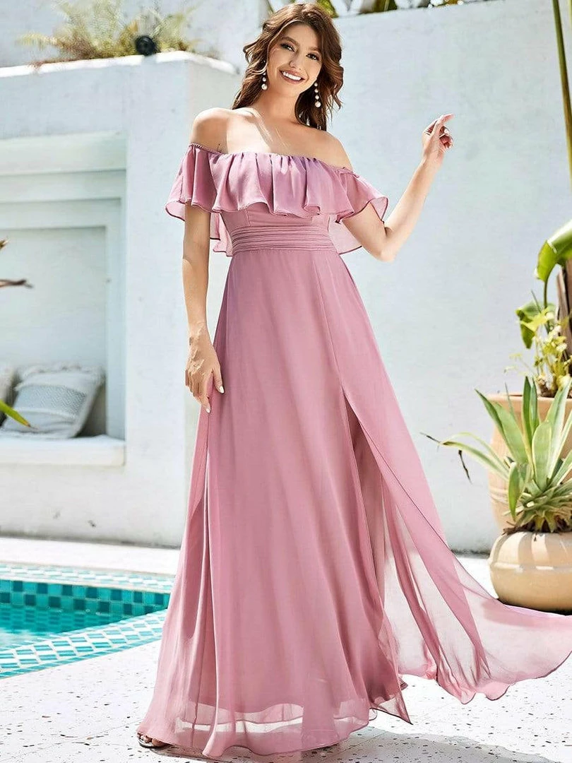 Ever-Pretty US Evening Dresses & Gowns Women's Off Shoulder Ruffle Thigh Split Bridesmaid Dresses 39 Ever-Pretty US Evening Dresses & Gowns Women's Off Shoulder Ruffle Thigh Split Bridesmaid Dresses