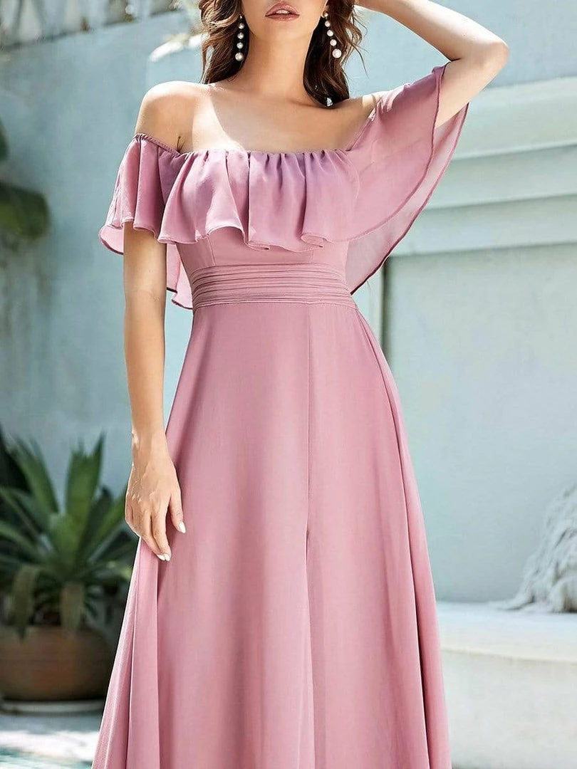 Ever-Pretty US Evening Dresses & Gowns Women's Off Shoulder Ruffle Thigh Split Bridesmaid Dresses 38 Ever-Pretty US Evening Dresses & Gowns Women's Off Shoulder Ruffle Thigh Split Bridesmaid Dresses
