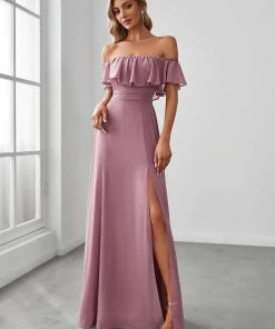 Ever-Pretty US Evening Dresses & Gowns Women's Off Shoulder Ruffle Thigh Split Bridesmaid Dresses 100 Ever-Pretty US Evening Dresses & Gowns Women's Off Shoulder Ruffle Thigh Split Bridesmaid Dresses