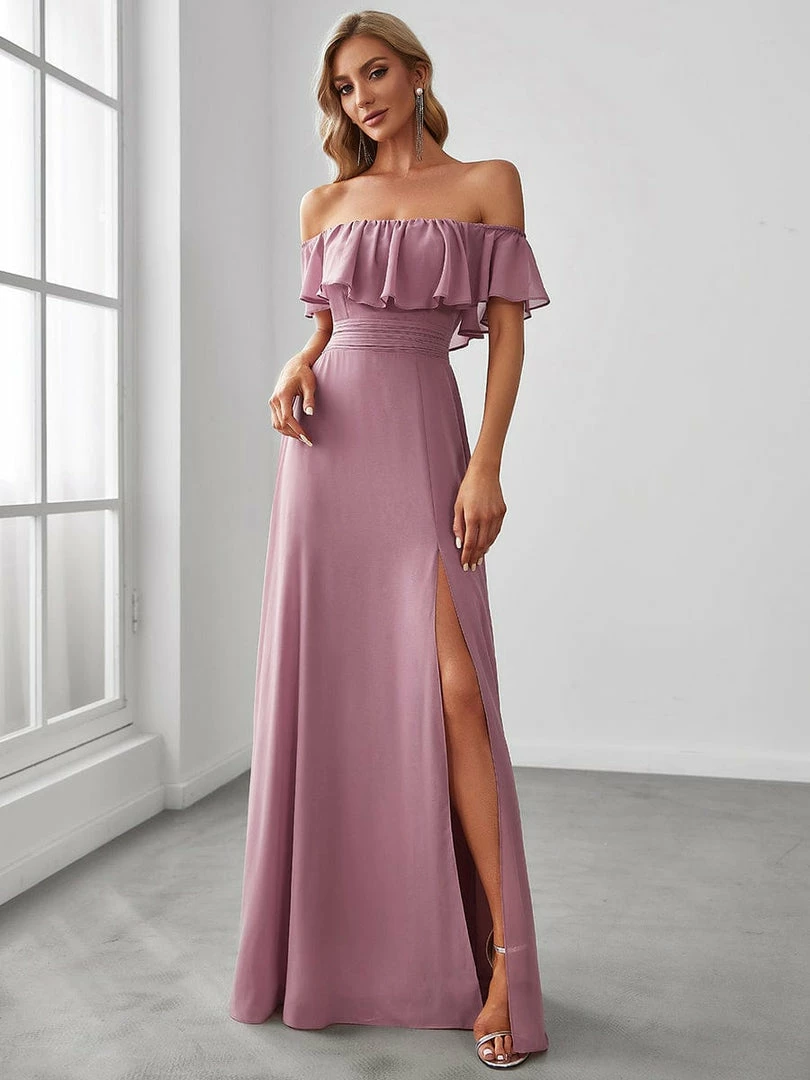 Ever-Pretty US Evening Dresses & Gowns Women's Off Shoulder Ruffle Thigh Split Bridesmaid Dresses 35 Ever-Pretty US Evening Dresses & Gowns Women's Off Shoulder Ruffle Thigh Split Bridesmaid Dresses