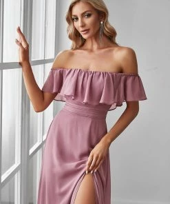 Ever-Pretty US Evening Dresses & Gowns Women's Off Shoulder Ruffle Thigh Split Bridesmaid Dresses 102 Ever-Pretty US Evening Dresses & Gowns Women's Off Shoulder Ruffle Thigh Split Bridesmaid Dresses