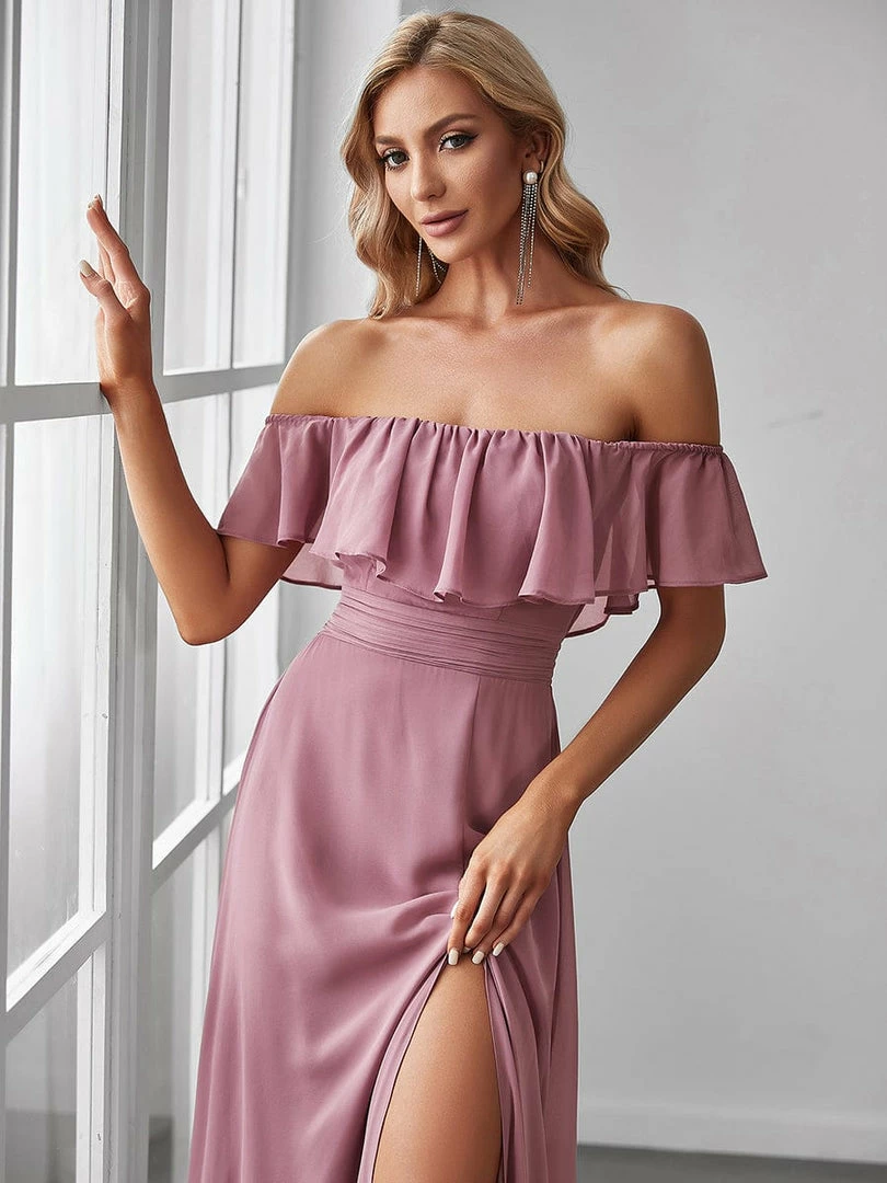 Ever-Pretty US Evening Dresses & Gowns Women's Off Shoulder Ruffle Thigh Split Bridesmaid Dresses 37 Ever-Pretty US Evening Dresses & Gowns Women's Off Shoulder Ruffle Thigh Split Bridesmaid Dresses