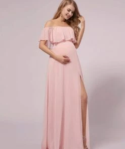 Ever-Pretty US SHOP BY OCCASION Maxi Chiffon Off The Shoulder Ruffled Maternity Evening Dress