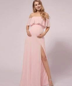Ever-Pretty US SHOP BY OCCASION Maxi Chiffon Off The Shoulder Ruffled Maternity Evening Dress