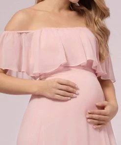 Ever-Pretty US SHOP BY OCCASION Maxi Chiffon Off The Shoulder Ruffled Maternity Evening Dress
