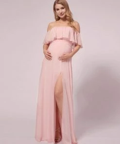 Ever-Pretty US SHOP BY OCCASION Maxi Chiffon Off The Shoulder Ruffled Maternity Evening Dress