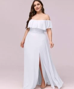 Ever-Pretty US Plus Size Sexy Side Split Long Chiffon Formal Dresses Summer Dresses 2022