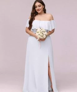 Ever-Pretty US Plus Size Sexy Side Split Long Chiffon Formal Dresses Summer Dresses 2022