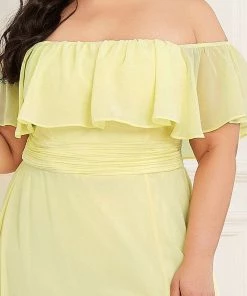 Ever-Pretty US Summer Dresses 2022 Plus Size Off The Shoulder Formal Bridesmaid Dress With Thigh Split