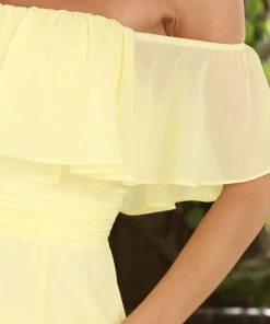 Ever-Pretty US Off The Shoulder Ruffle Bodice Long Flowy Chiffon Bridesmaid Dress