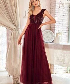 Ever-Pretty US Floor Length Deep V Neck Sequin Prom Dresses For Women SHOP BY OCCASION