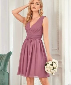 Ever-Pretty US Cocktail Dresses Women Sleeveless V Neck Short Bridesmaid Dress