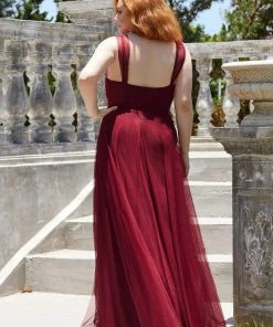 Ever-Pretty US Plus Size Double V Neck Maxi Tulle Bridesmaid Dress SHOP BY STYLE