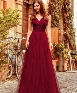 Ever-Pretty US Floor Length Double V Neck Tulle Bridesmaid Dresses 66 Ever-Pretty US Floor Length Double V Neck Tulle Bridesmaid Dresses