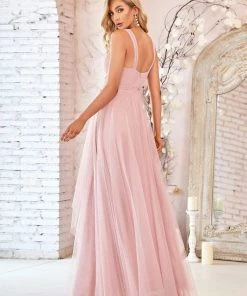 Ever-Pretty US Custom Size Floor Length Double V Neck Tulle Bridesmaid Dresses White Dresses