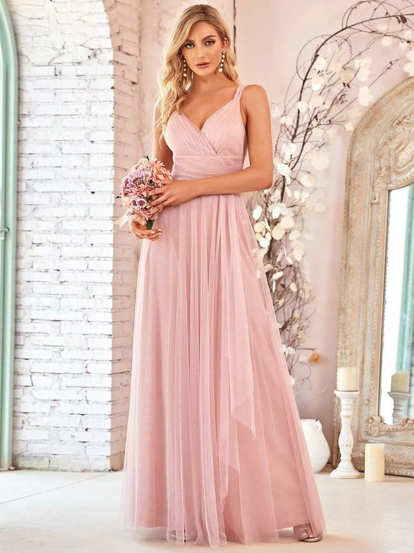 Ever-Pretty US Floor Length Double V Neck Tulle Bridesmaid Dresses 18 Ever-Pretty US Floor Length Double V Neck Tulle Bridesmaid Dresses