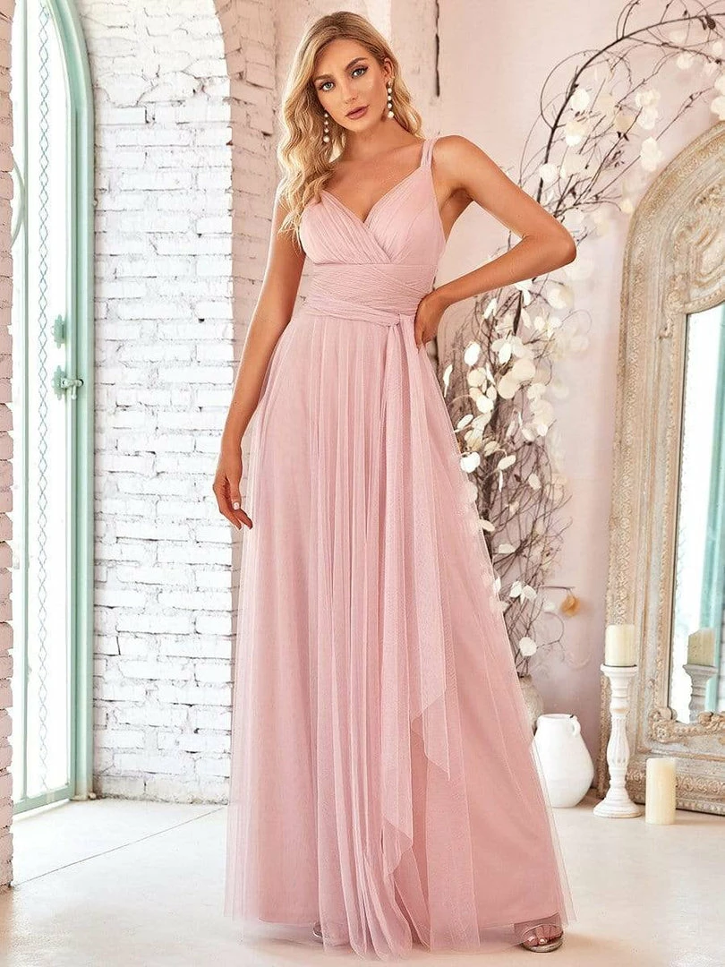 Ever-Pretty US Floor Length Double V Neck Tulle Bridesmaid Dresses 17 Ever-Pretty US Floor Length Double V Neck Tulle Bridesmaid Dresses