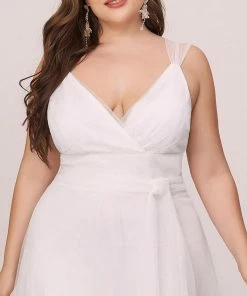 Ever-Pretty US Plus Size Cap Sleeves Simple Tulle Wedding Dress Summer Dresses 2022