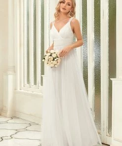 Ever-Pretty US Floor Length Double V Neck Tulle Bridesmaid Dresses 98 Ever-Pretty US Floor Length Double V Neck Tulle Bridesmaid Dresses