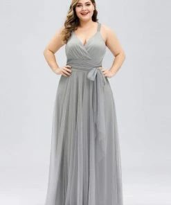 Ever-Pretty US Floor Length Double V Neck Tulle Bridesmaid Dresses 88 Ever-Pretty US Floor Length Double V Neck Tulle Bridesmaid Dresses