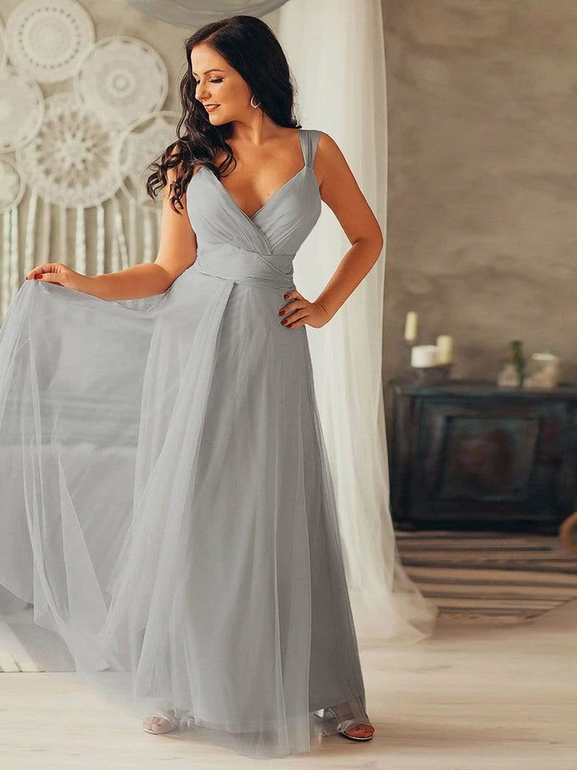 Ever-Pretty US Floor Length Double V Neck Tulle Bridesmaid Dresses 30 Ever-Pretty US Floor Length Double V Neck Tulle Bridesmaid Dresses