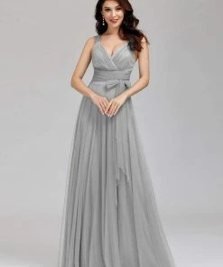 Ever-Pretty US Floor Length Double V Neck Tulle Bridesmaid Dresses 86 Ever-Pretty US Floor Length Double V Neck Tulle Bridesmaid Dresses