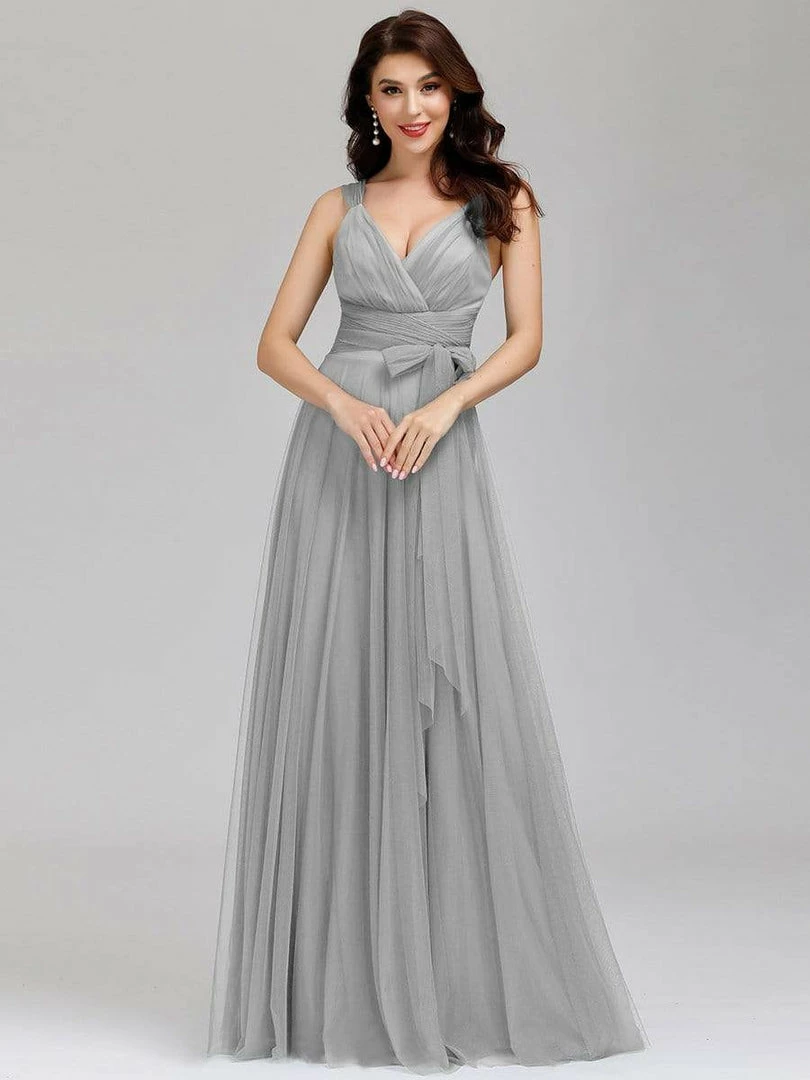Ever-Pretty US Floor Length Double V Neck Tulle Bridesmaid Dresses 32 Ever-Pretty US Floor Length Double V Neck Tulle Bridesmaid Dresses