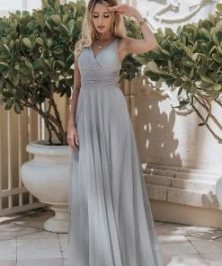 Ever-Pretty US Floor Length Double V Neck Tulle Bridesmaid Dresses 81 Ever-Pretty US Floor Length Double V Neck Tulle Bridesmaid Dresses