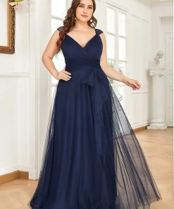 Ever-Pretty US Floor Length Double V Neck Tulle Bridesmaid Dresses 108 Ever-Pretty US Floor Length Double V Neck Tulle Bridesmaid Dresses