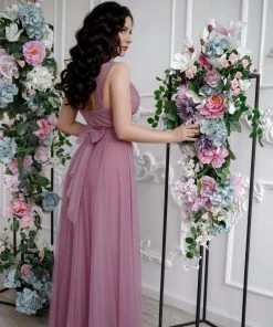 Ever-Pretty US Floor Length Double V Neck Tulle Bridesmaid Dresses 59 Ever-Pretty US Floor Length Double V Neck Tulle Bridesmaid Dresses