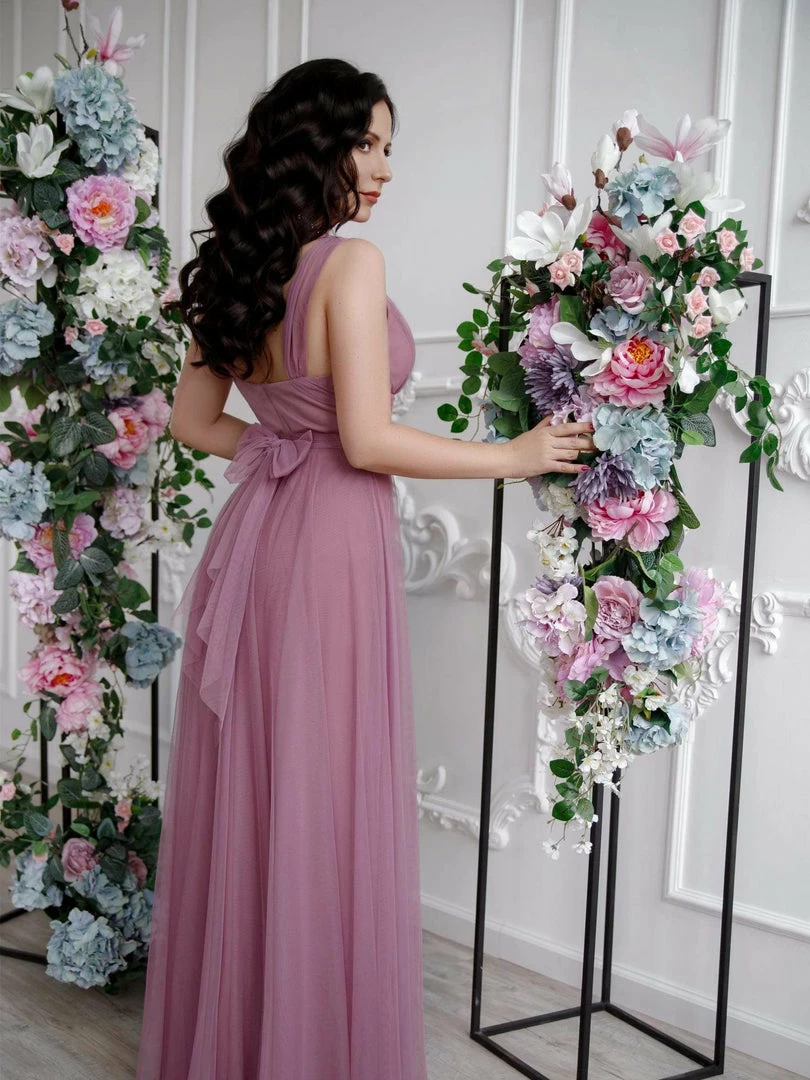 Ever-Pretty US Floor Length Double V Neck Tulle Bridesmaid Dresses 5 Ever-Pretty US Floor Length Double V Neck Tulle Bridesmaid Dresses