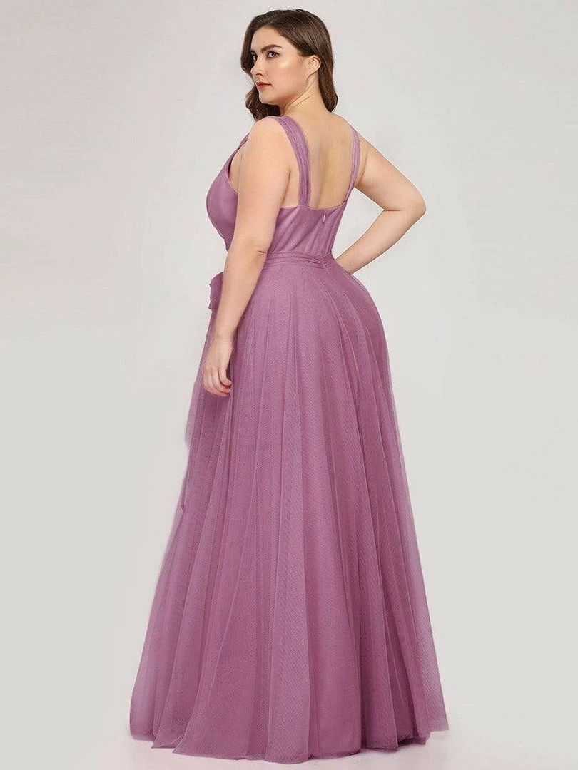 Ever-Pretty US Floor Length Double V Neck Tulle Bridesmaid Dresses 8 Ever-Pretty US Floor Length Double V Neck Tulle Bridesmaid Dresses