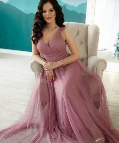Ever-Pretty US Floor Length Double V Neck Tulle Bridesmaid Dresses 60 Ever-Pretty US Floor Length Double V Neck Tulle Bridesmaid Dresses