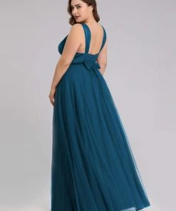 Ever-Pretty US Plus Size Double V Neck Maxi Tulle Bridesmaid Dress SHOP BY STYLE