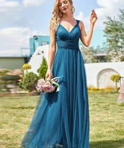 Ever-Pretty US Floor Length Double V Neck Tulle Bridesmaid Dresses 73 Ever-Pretty US Floor Length Double V Neck Tulle Bridesmaid Dresses